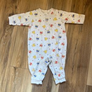 Vintage Baby Agabang Teddy Bear Cotton Footless Romper One Piece 12 Months